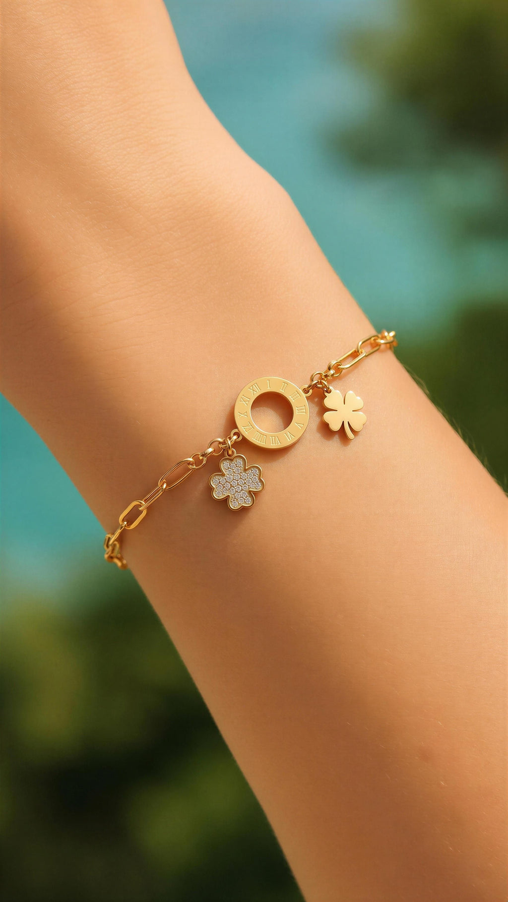 Pulsera acero trébol