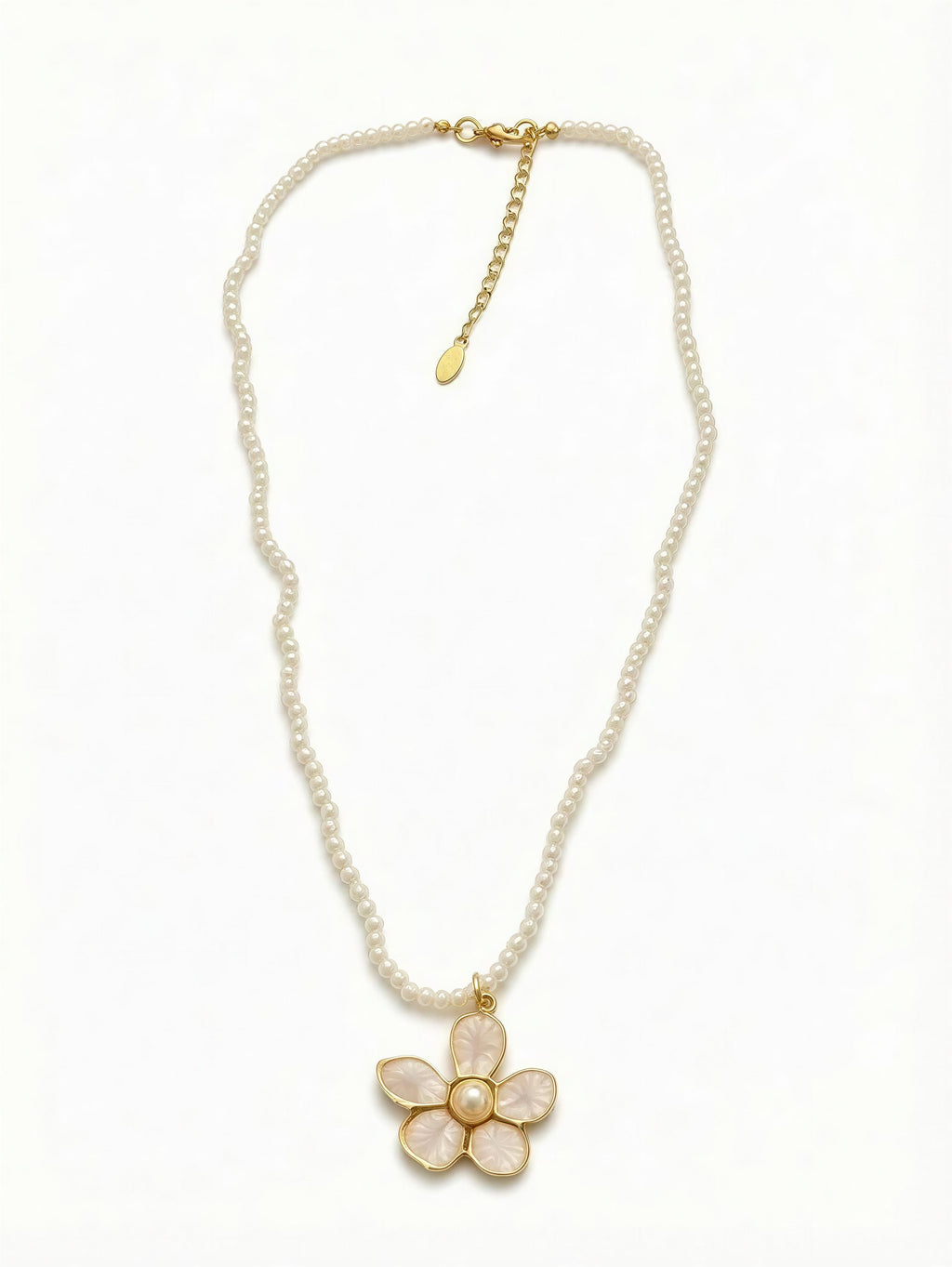 Collar perla con flor esmalte