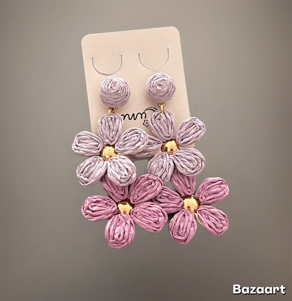 Pendientes largos flor