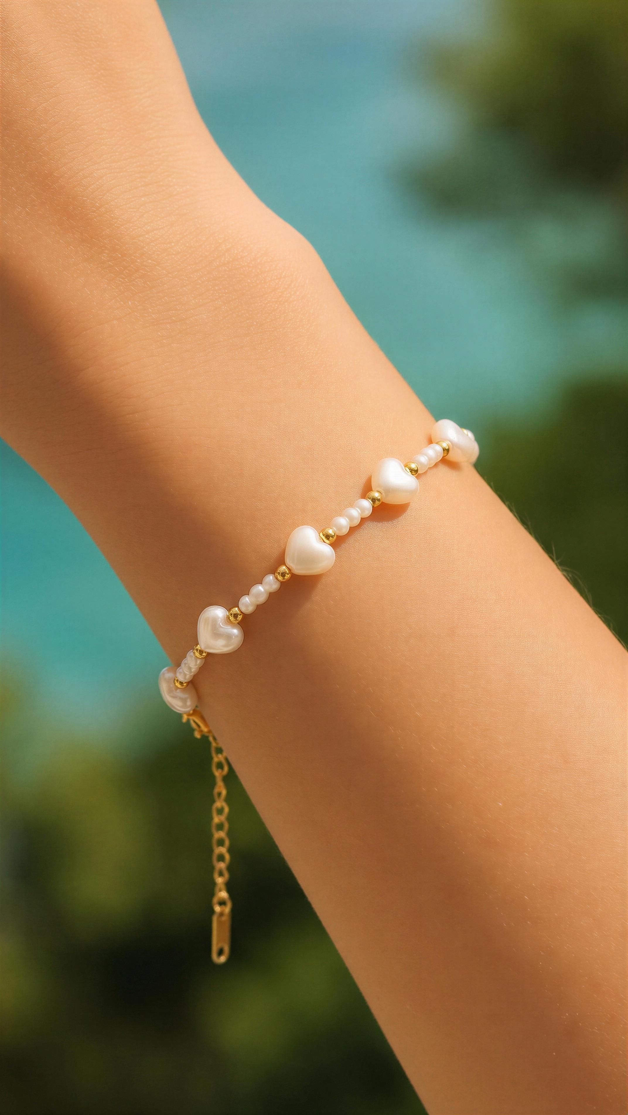 Pulsera corazón perla